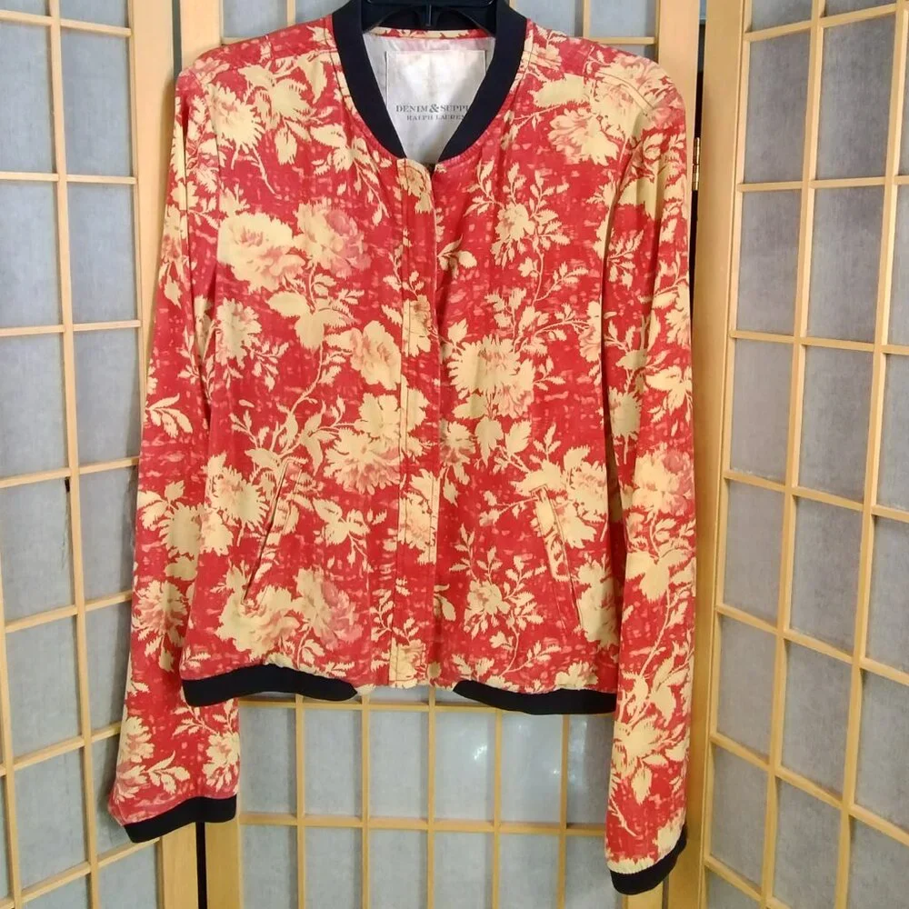 Denim & Supply Ralph Lauren Floral Bomber Jacket Size L - Picture 1 of 10